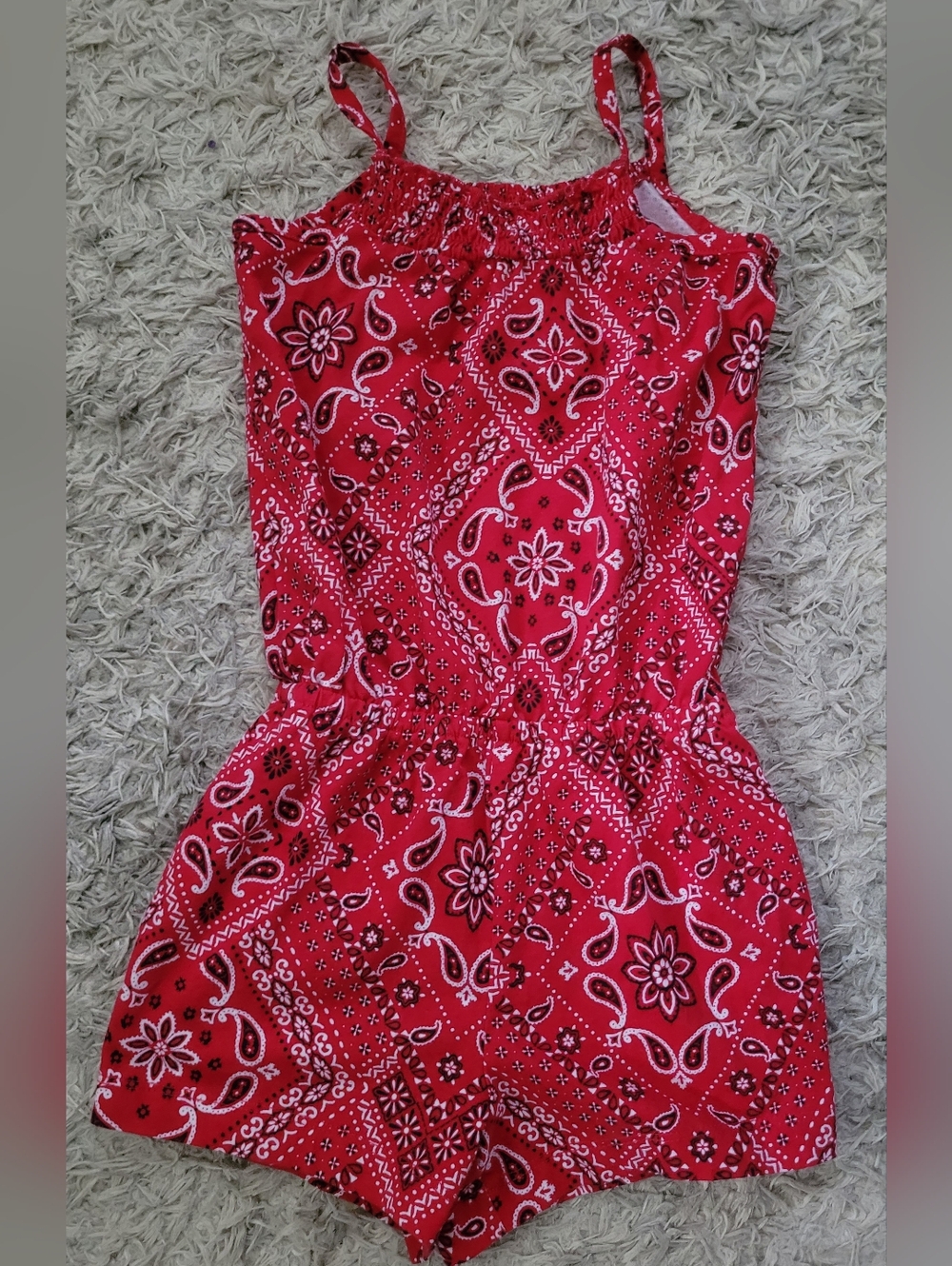 The Children’s Place Girls Romper 4T Red Paisley Bandana Print Summer Outfit